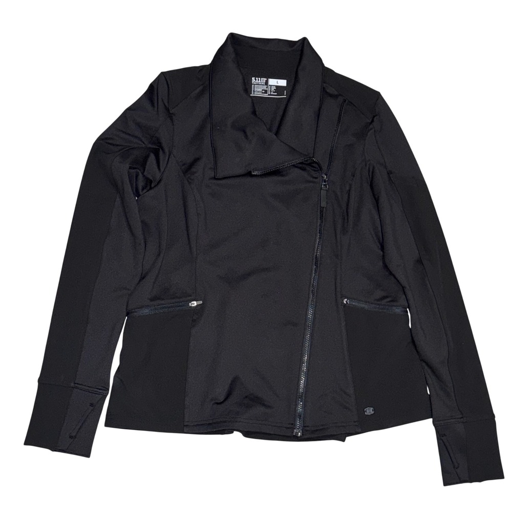 5.11 Tactical Penelope Jacket Womens Large Black Asymmetrical Moto 66011 $99‎